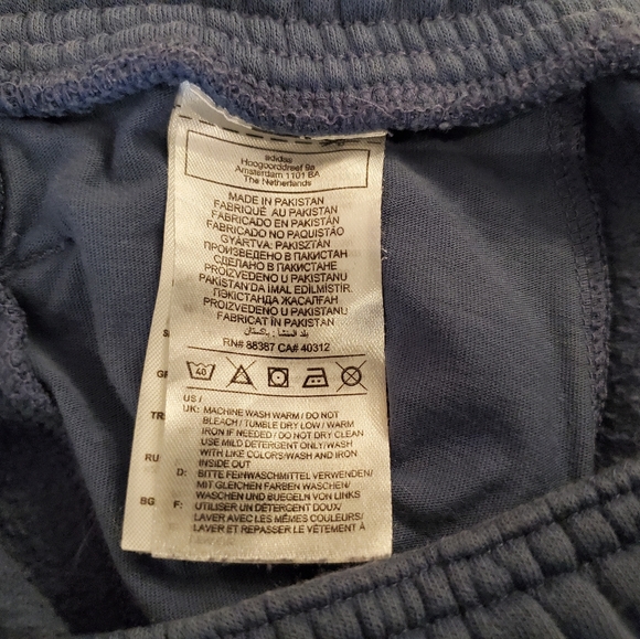 Adidas Blue Cotton Polyester Tapered Fleece Sweat Pants - Picture 4 of 5